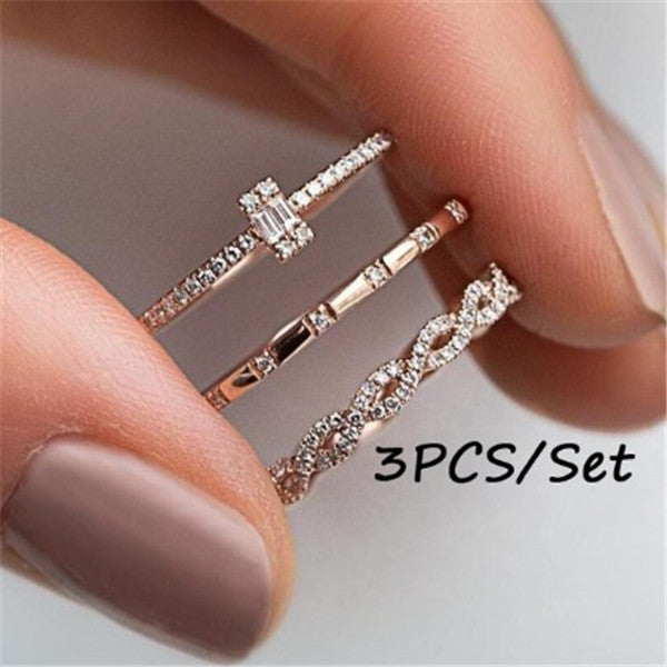 Fresh on the Scene at Buy Center: Fashion Creative Cross Ring Rhinestone Zircon Rose Gold Ring Set