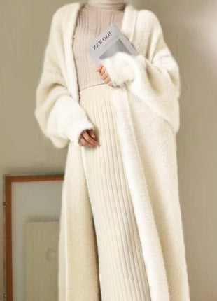 Mink-like Wool Cardigan Loose Size Thickened Mid-length Idle Style Knitted Coat