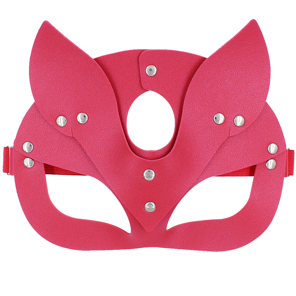 Just Arrived at Buy Center: European And American Personalized PU Leather Fox Mask Rose Red