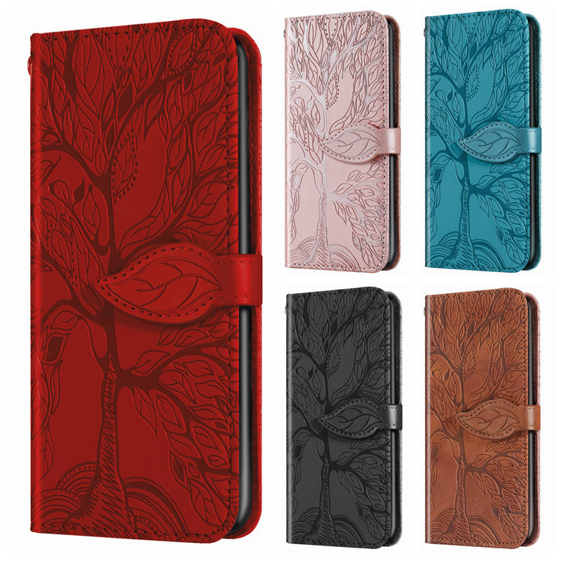 Now Available at Buy Center: Retro Lucky Tree Embossed Leather Phone Case Protective