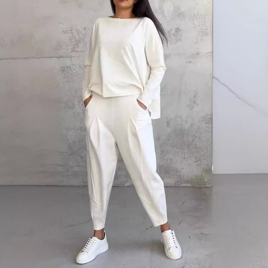 New Women's Irregular Design Long-sleeved Sweater Harem Pants Suit