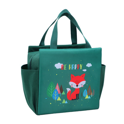 Fresh Arrivals at Buy Center: Lunch Box Handheld Lunch Bag Work Capacity Aluminum Foil Thickening Insulated Lunch Box Bag Green Fox