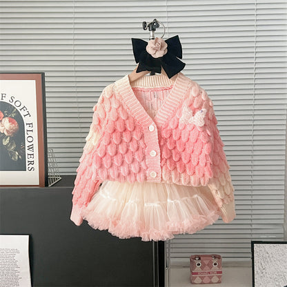 Newly Released at Buy Center: Autumn And Winter Color Changing Colorful Cardigan Tutu Skirt Gradient Color Cute