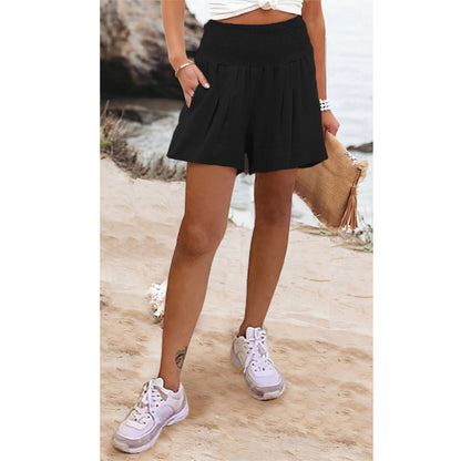 Newly Arrived at Buy Center: European And American Solid Color High Waisted Shorts Casual Pants Black