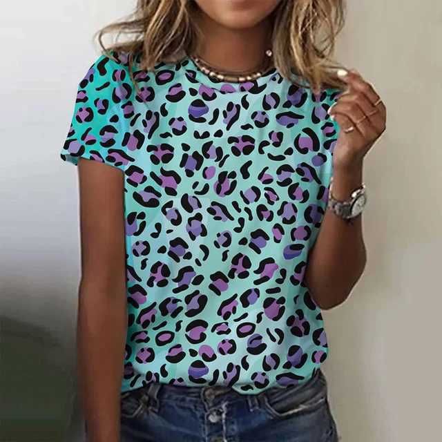 Just Arrived at Buy Center: Fashion Leopard Print Casual Short Sleeve 3e5Z5JP