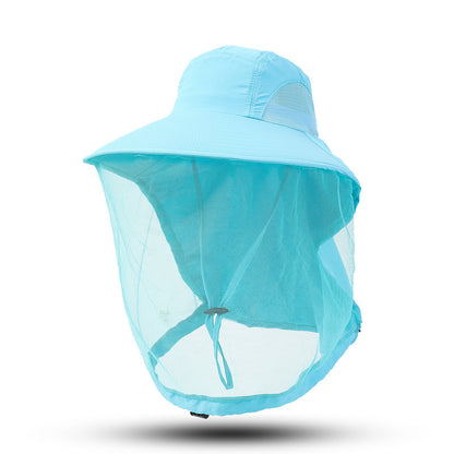 Newly Released at Buy Center: Outdoor Sun Protection Hat Large Brim Sun Protection Mesh GL017 Sky Blue Adjustable