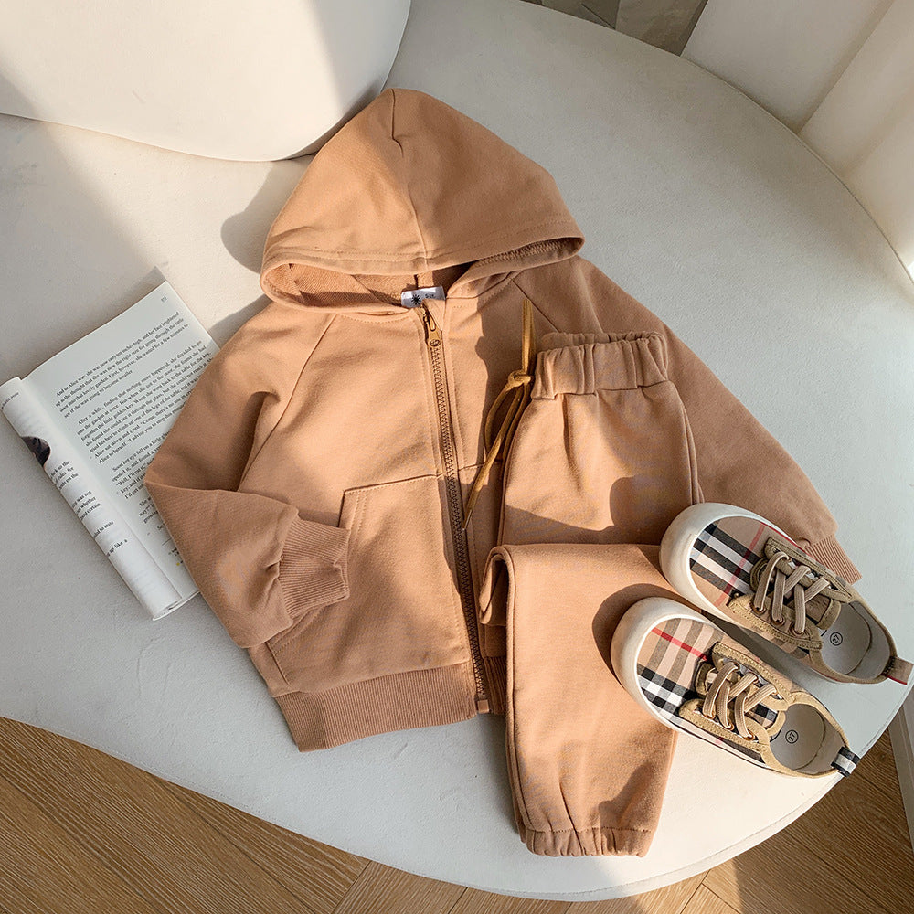 Hot New Items at Buy Center: Children's Fried Street Autumn Boyish Look Sports Two-piece Set Brown