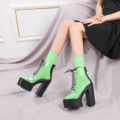 Fresh on the Scene at Buy Center: Super High Heel Platform Women's Shoes Waterproof Black Background