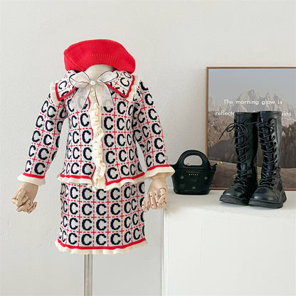 Fresh Arrivals at Buy Center: Kids' Sweater Suit Knitted Cardigan Two-piece Set