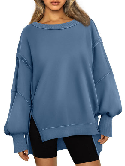 Fresh Arrivals at Buy Center: Women's Hooded Fashion Round-neck Sweater Gray Blue