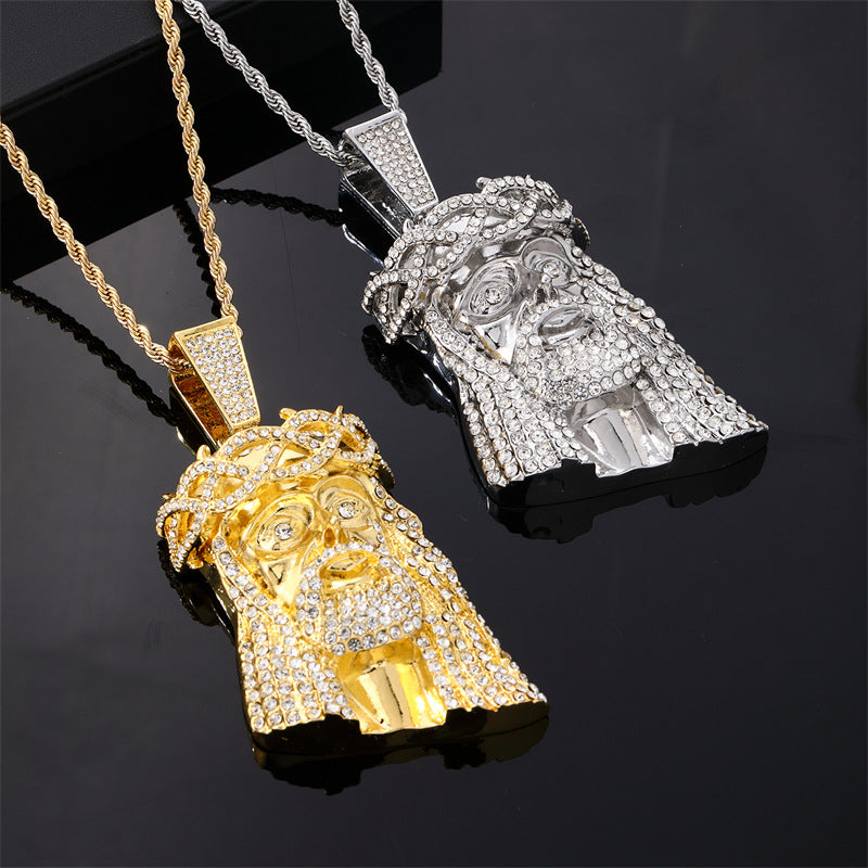 Fresh on the Scene at Buy Center: Men's Retro Exaggerated Avatar Micro Inlaid Zircon Hip Hop Necklace