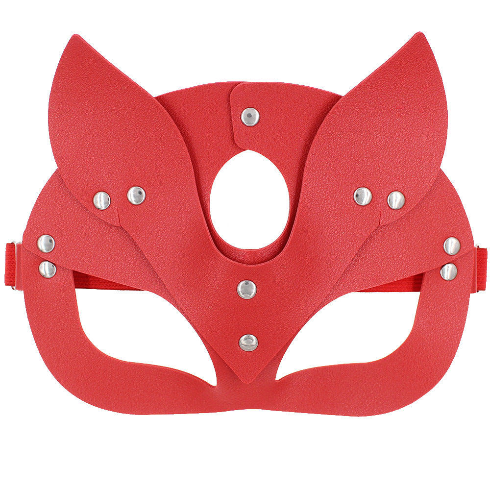 Just Arrived at Buy Center: European And American Personalized PU Leather Fox Mask Red