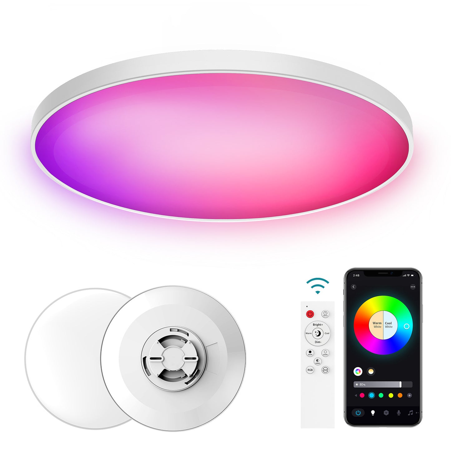 Newly Arrived at Buy Center: Smart Wifi Bluetooth Remote Control Rgbcw Dimming Three-proof Ceiling Lamp