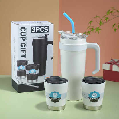 Fresh Arrivals at Buy Center: Portable Cup Double Layer With Straw White Suit 1200ML