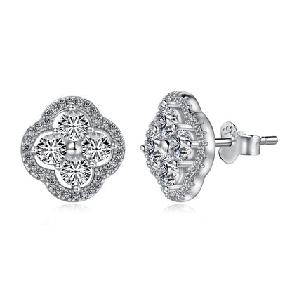 Trending Now at Buy Center: Sterling Silver Four Leaf Clover Ear Stud Female Niche Zircon