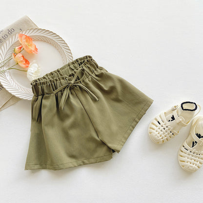 Fresh Arrivals at Buy Center: Korean Style Children's Casual Shorts Solid Color Olive Green