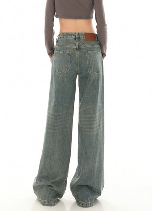 High Waist Design Loose Mop Pants