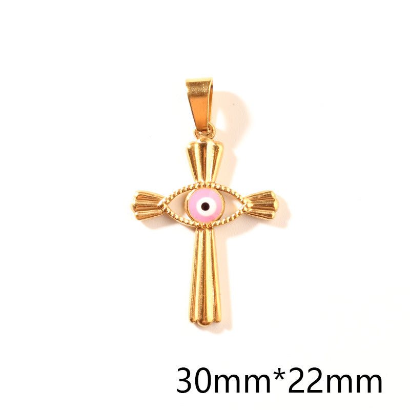 Hot New Items at Buy Center: Women's Vintage Epoxy Cross Punk Necklace Pendant Pink Epoxy Cross