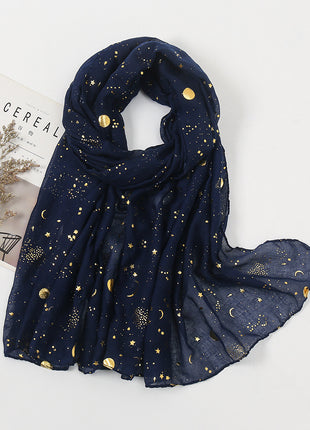 Polyester Accessories Star Moon Wear TR Cotton Starry Sky Bronzing Women's Scarf