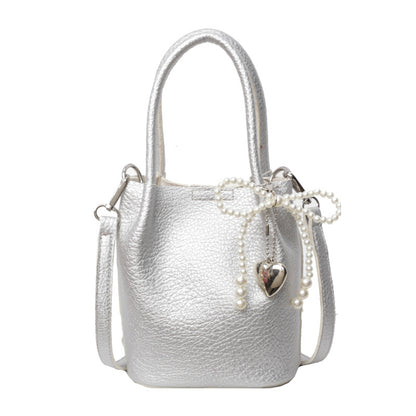 New Handbag Women's 2 Tote Bag Cross Body Bucket Bag Silver