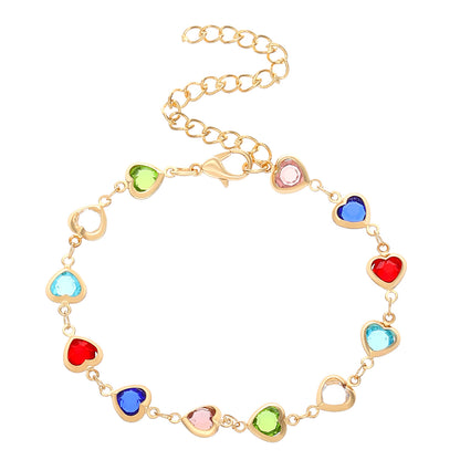 Fresh on the Scene at Buy Center: Colored Loving Heart Zircon Bracelet KC Gold K1418