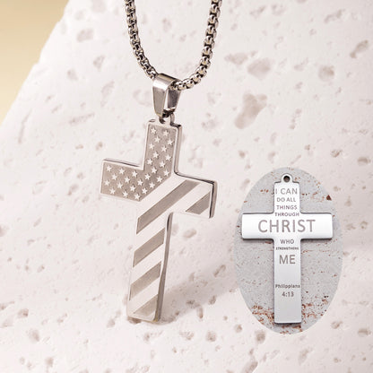 Fresh on the Scene at Buy Center: Men's Fashion Hip-hop Fashion Titanium Steel Electroplated Cross Pendant Necklace 147215 Steel Color