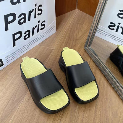 Now Available at Buy Center: 7CM Platform Slippers Women's Outer Wear Summer Black And Green