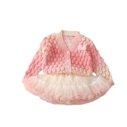 Newly Released at Buy Center: Autumn And Winter Color Changing Colorful Cardigan Tutu Skirt Gradient Color Cute