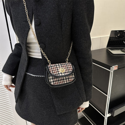 Newly Arrived at Buy Center: Plaid Retro Contrast Color Woolen Women's Shoulder Bag