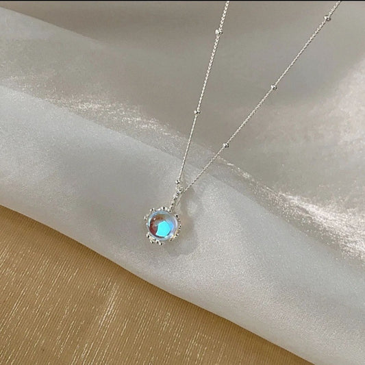 New Gradient Moonstone Necklace Female Ins925 Silver Light Luxury Minority Design