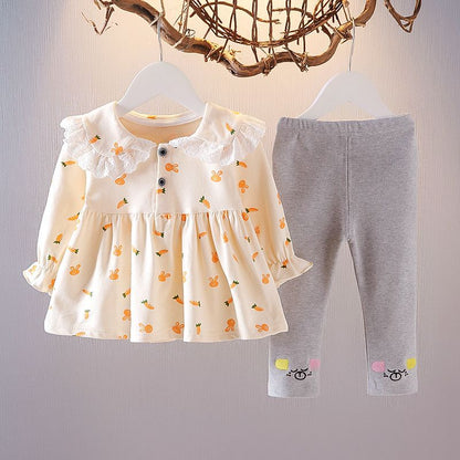 Newly Arrived at Buy Center: Girls Spring Western Style Two-piece Suit Off white rabbit radish