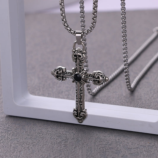 Fresh on the Scene at Buy Center: Men's Titanium Steel Hip Hop Fashion Hip Hop Stainless Steel Personalized Necklace Domineering Cross