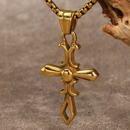 Just Arrived at Buy Center: Men's Hip Hop Gothic Style Cross Titanium Steel Pattern Necklace