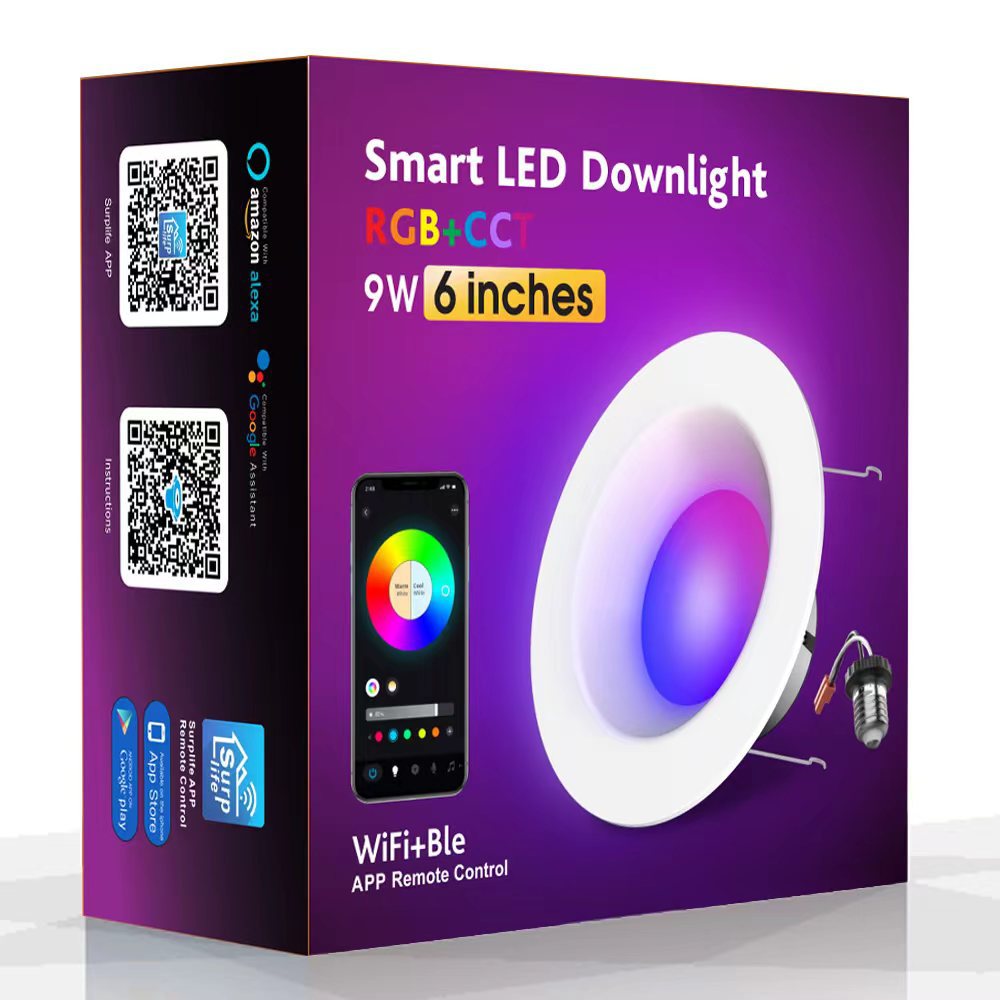 New at Buy Center: Smart Wifi Bluetooth Rgbw Remote Control Color Changing Ceiling Lamp 110v American Downlight