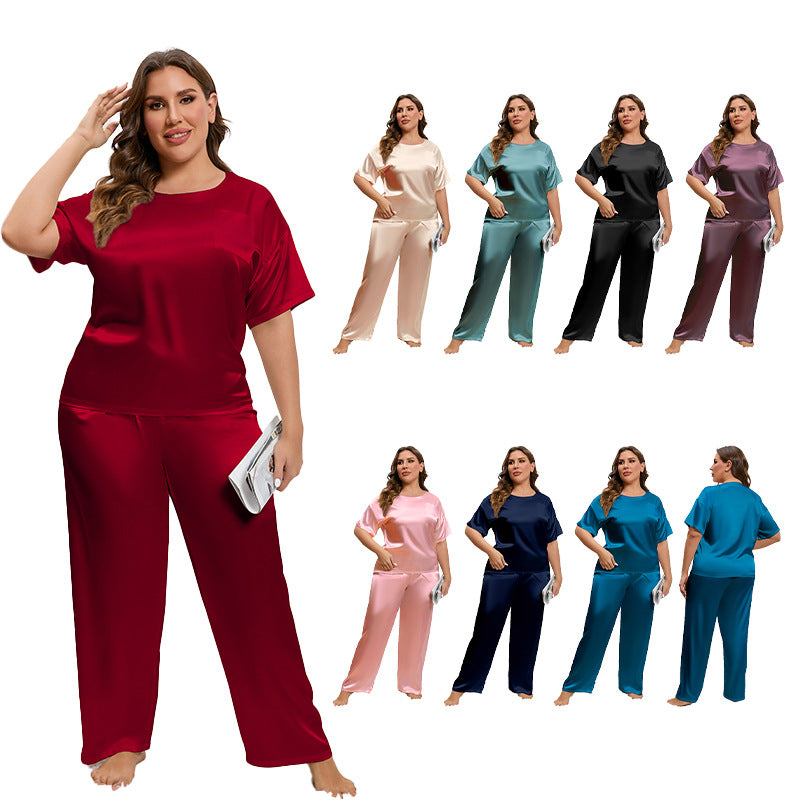 Fresh Arrivals at Buy Center: Ice Silk Pajamas Women's Summer Short-sleeved Trousers