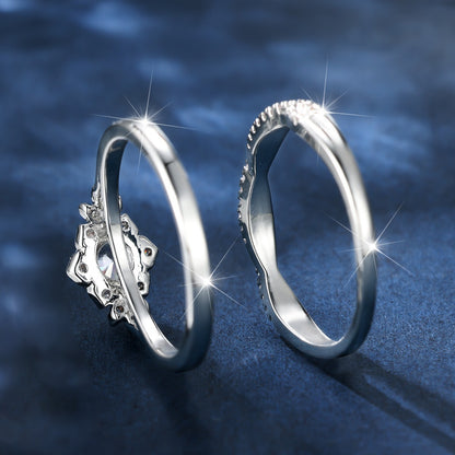 Anillos de pareja de ópalo con incrustaciones de seis garras y encaje en forma de diamante creativo Anillo de circón