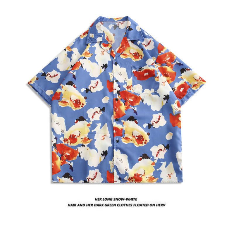 Now Available at Buy Center: Men's And Women's Retro Hong Kong Style Beach Printed Shirt Style D4003