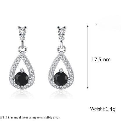 Now Available at Buy Center: Drop-shaped Zircon Ring Flashing All-match Earrings Black