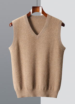 Casual Middle-aged V-neck Vest Sleeveless Sweater