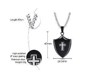 Fresh on the Scene at Buy Center: Men's Triangle Stainless Steel Shield Necklace Black Cross With Chain