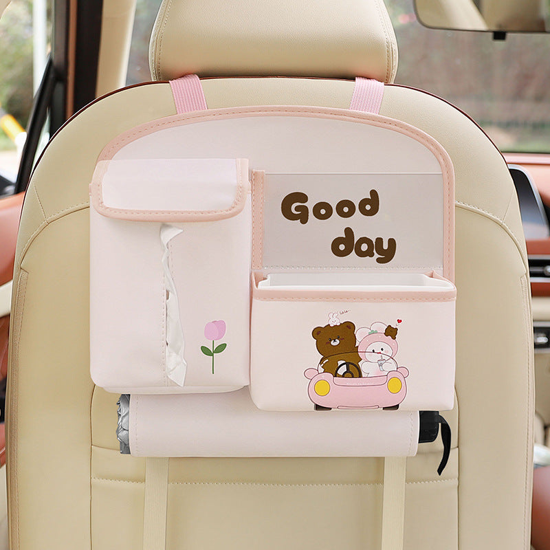 Hot New Items at Buy Center: Multifunctional Car Storage Bag Cute Cartoon Happy Every Day Pink