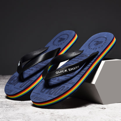 Now Available at Buy Center: Flip Flops Men's Non-slip Flip-flop Beach Slippers Dark Blue