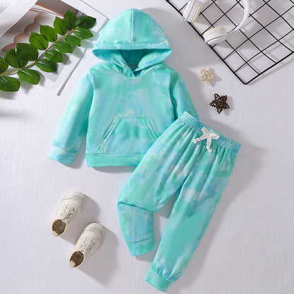 Hot New Items at Buy Center: Girls' Tie-dye Long-sleeved Trousers Hooded Suits