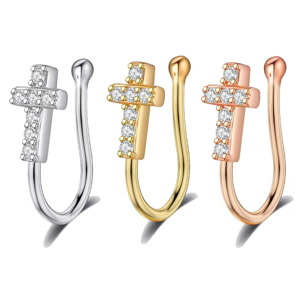 Hot New Items at Buy Center: Women's Cross Without Piercing Diamond Nasal Splint