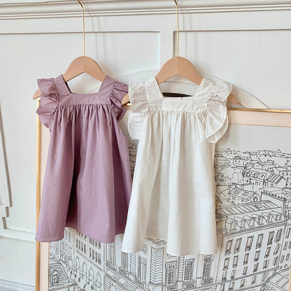 Newly Arrived at Buy Center: Ruffled Girls' Cotton Flying Sleeve Dress