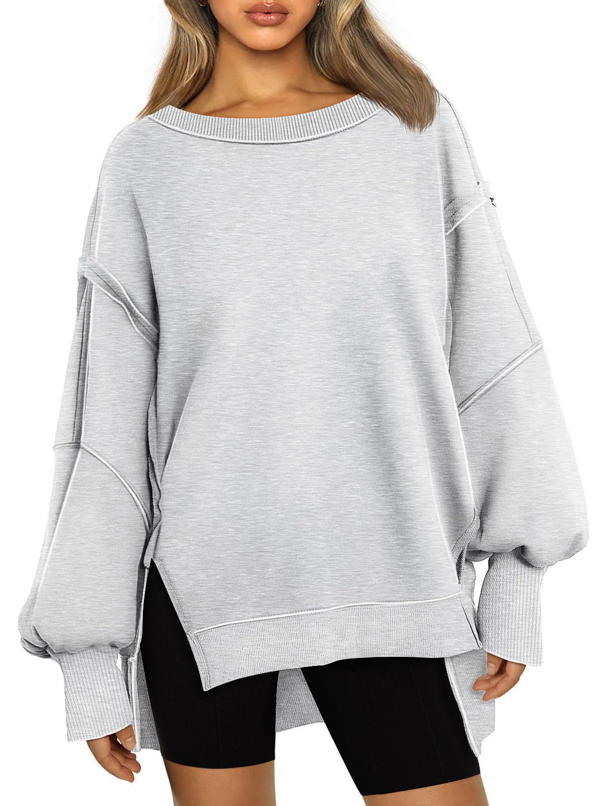 Fresh Arrivals at Buy Center: Women's Hooded Fashion Round-neck Sweater Gray