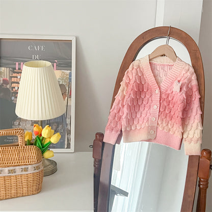 Newly Released at Buy Center: Autumn And Winter Color Changing Colorful Cardigan Tutu Skirt Gradient Color Cute Pink Gradient Scaly Top