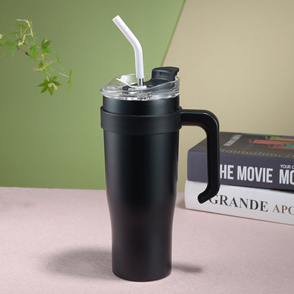 Fresh Arrivals at Buy Center: Portable Cup Double Layer With Straw Black Single Cup 1200ML