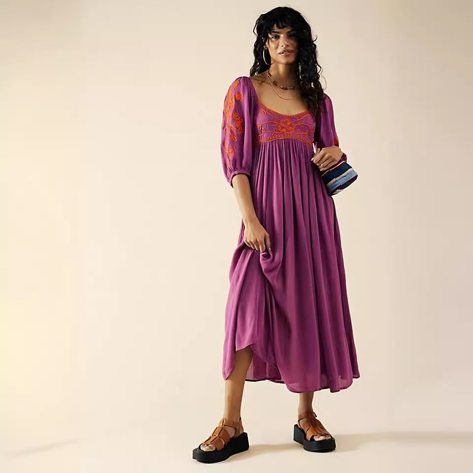 Fresh on the Scene at Buy Center: Bohemian FREE Vacation Style Vintage Embroidery Dress