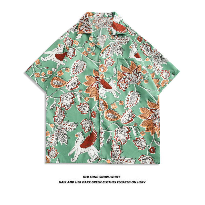 Now Available at Buy Center: Men's And Women's Retro Hong Kong Style Beach Printed Shirt Style D4002